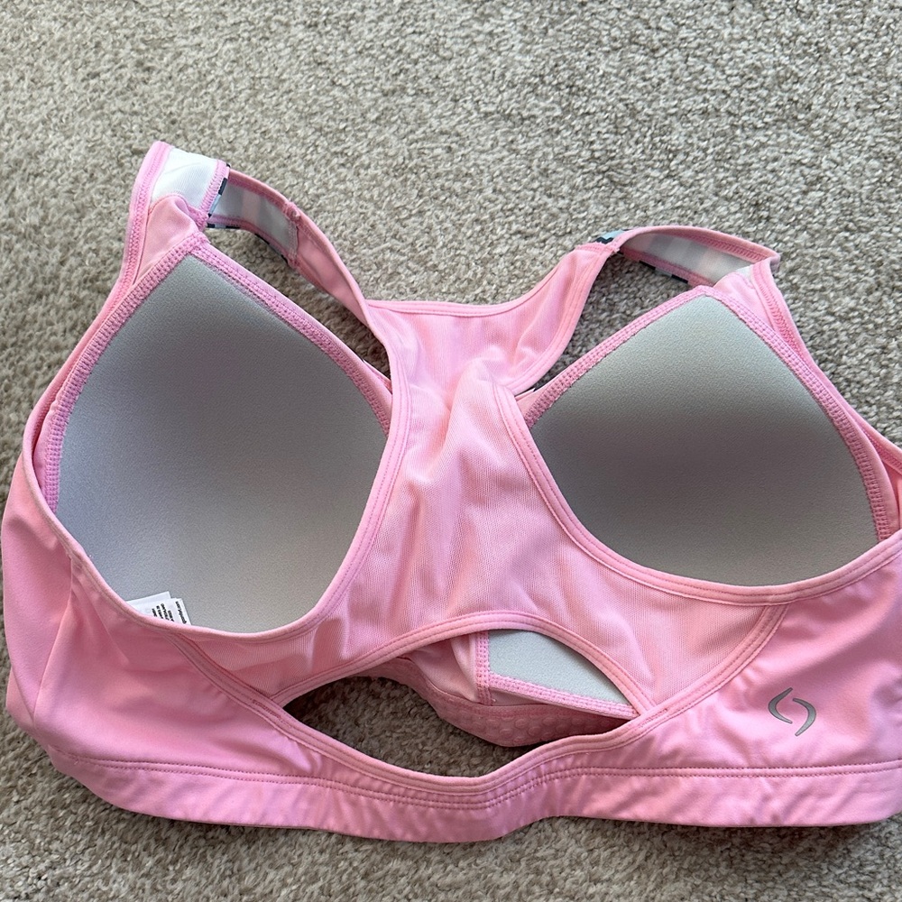 Moving Comfort Pink and Blue Striped Sports Bra - Picture 3 of 3